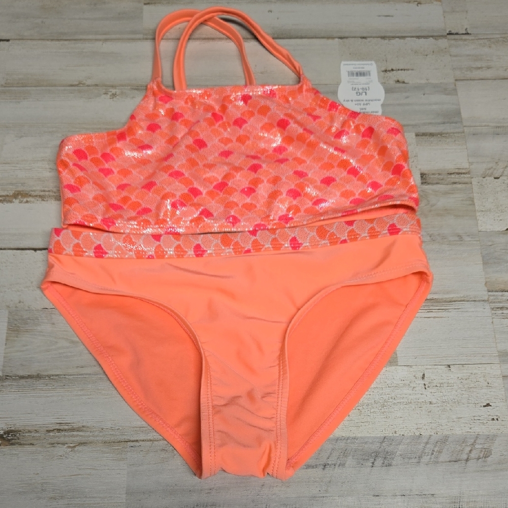 Wonder Nation Orange Mermaid 2 piece sz.large 10/12